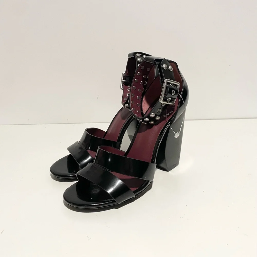 Marc Jacobs Jamie‎ Stud Strap Half Moon Sandal Hight Heel Shoes 36